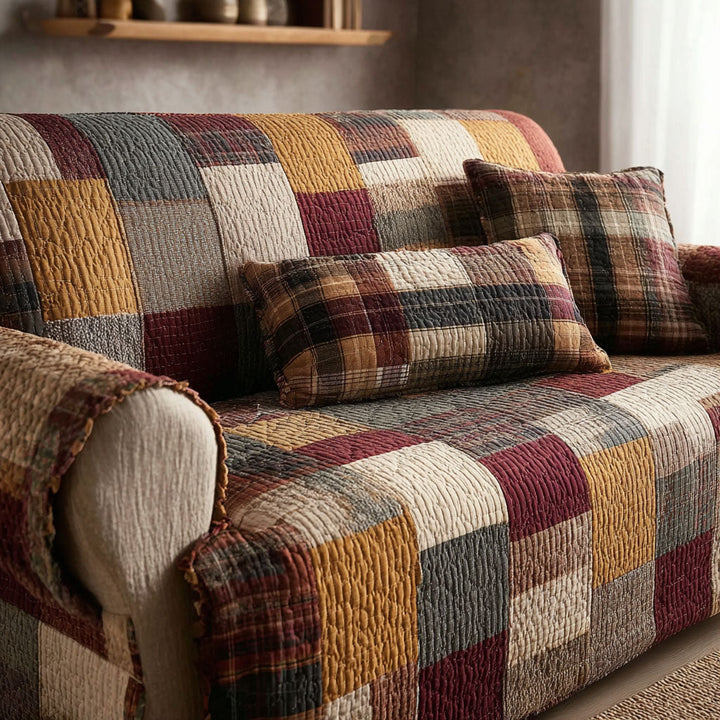 Soft Rustic Quilted Sofa Cover