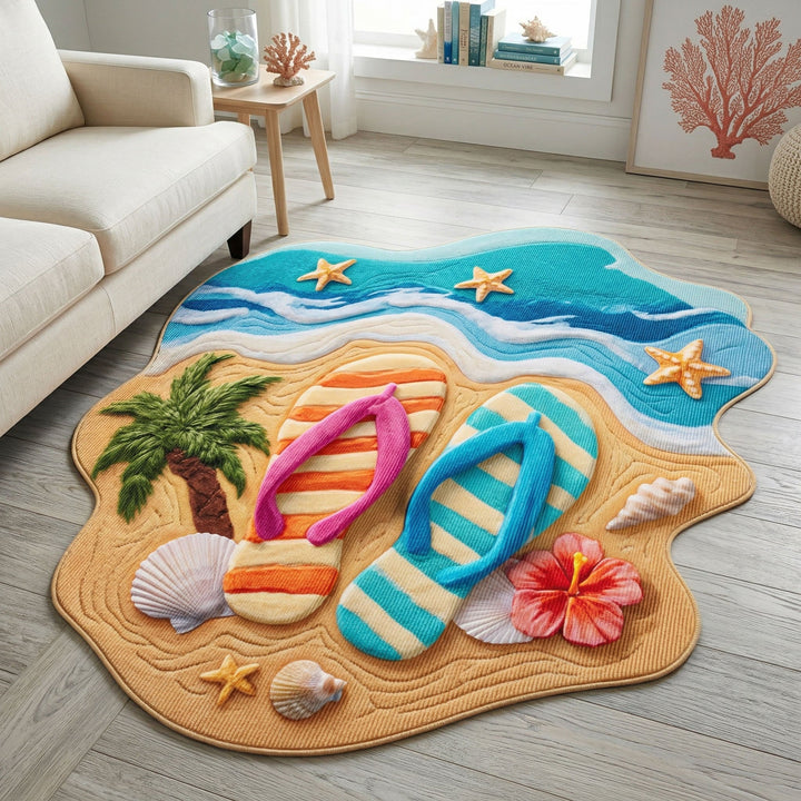 Summer Sandal Shaped Area Rug