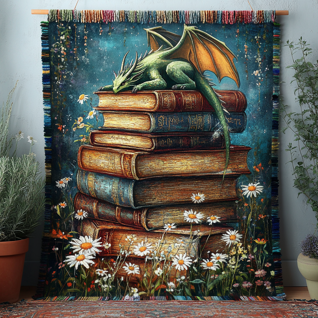 Colourful Guardian Dragon Woven Blanket