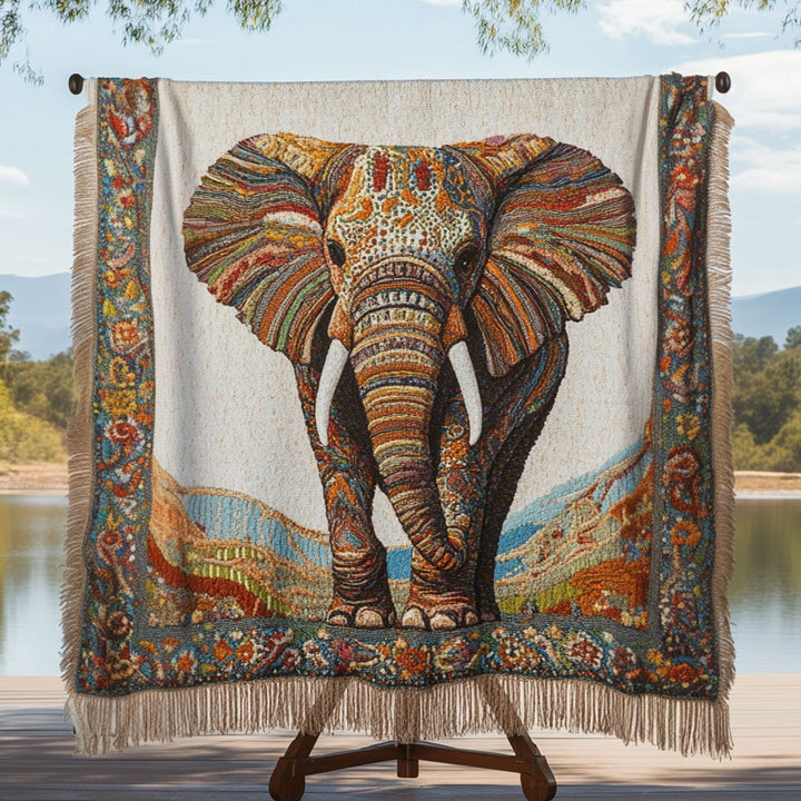 Elephant Trunk Journey Woven Blanket
