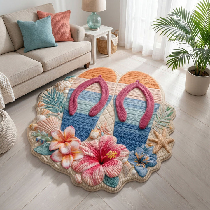 Tropical Flower Flip Shaped Area Rug