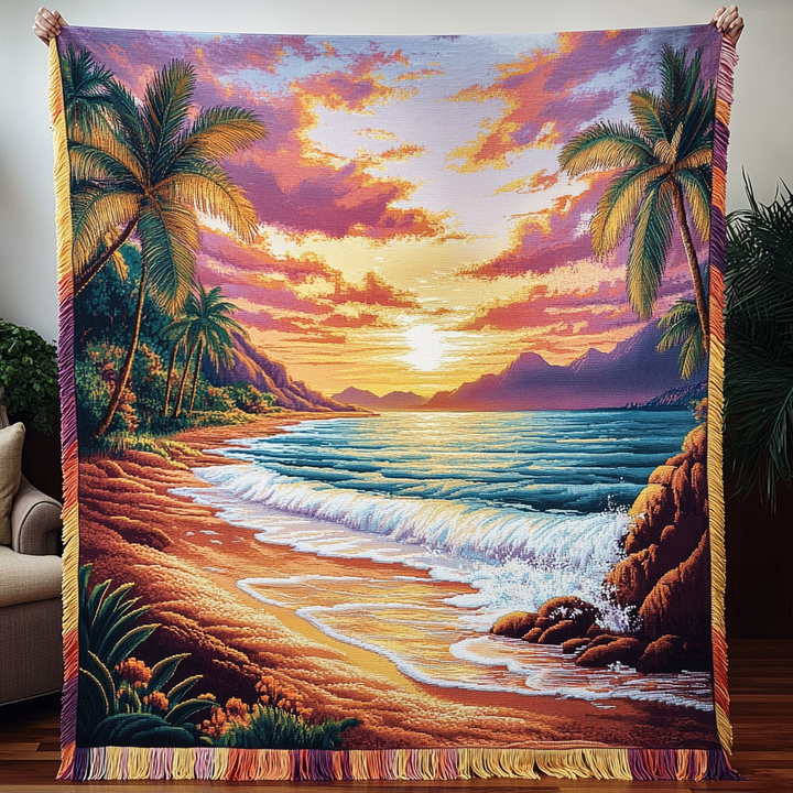 Tropical Dawn Woven Blanket