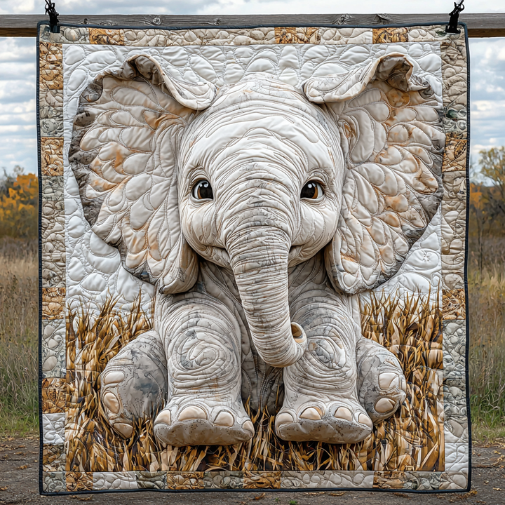 Traditional Patchwork Elephant Quilted Blanket