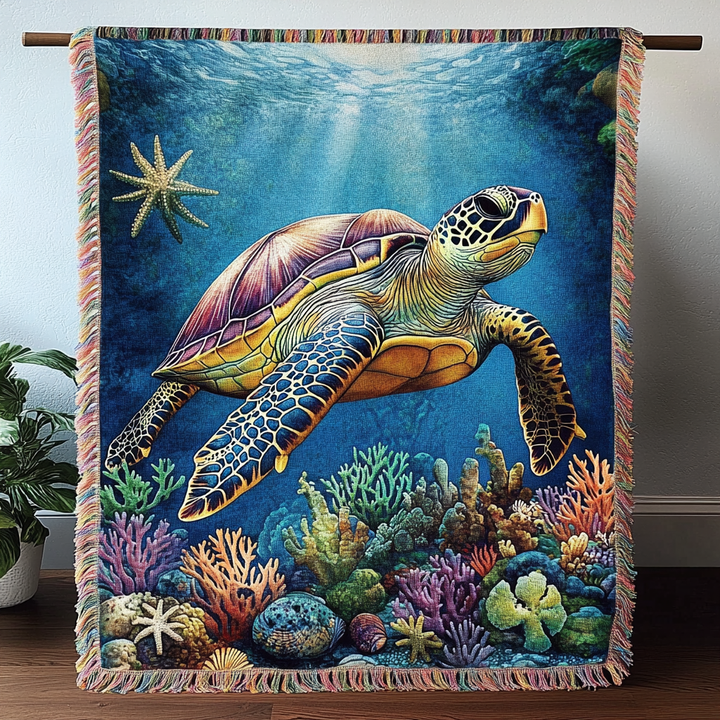 Turtle Tranquility Woven Blanket