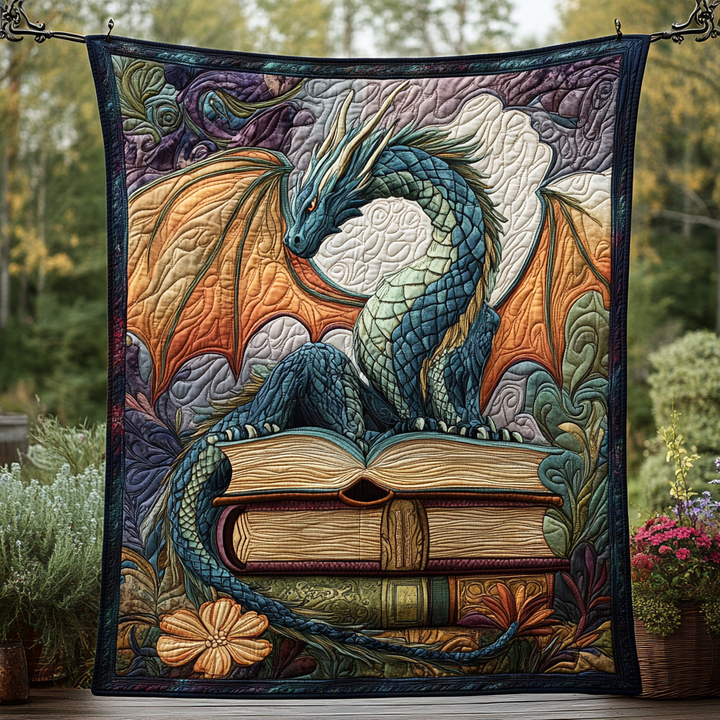 Twilight Guardian Dragon Quilted Blanket