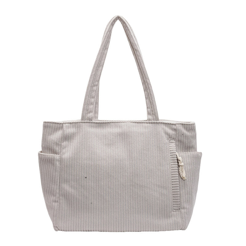 Genevra - Ribbed Shoulder Bag with Drawstring Detail