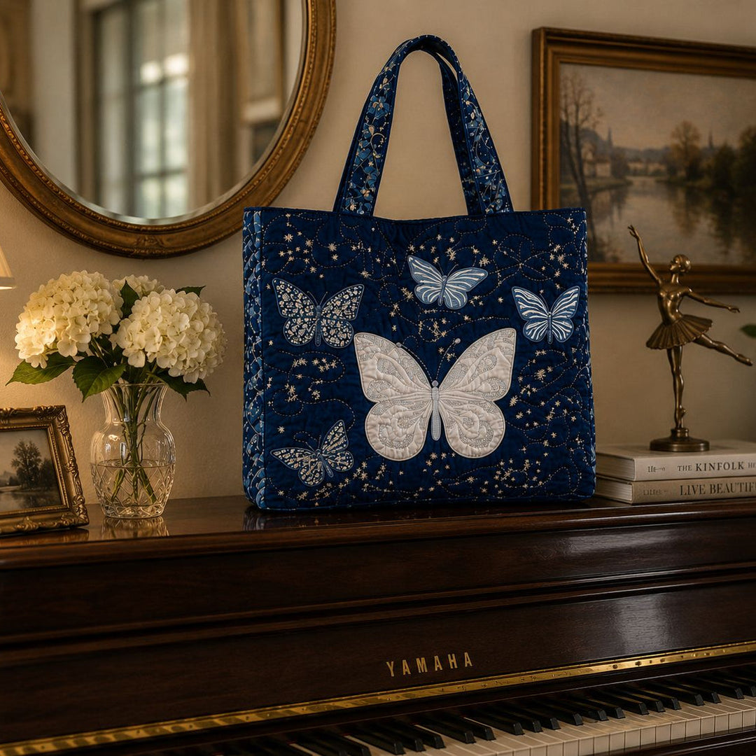 Bolso Tote Acolchado - Mariposa Plateada