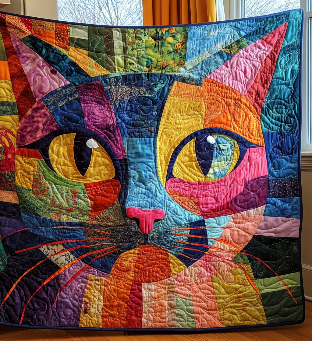 Playful Kitten Quilted Blanket