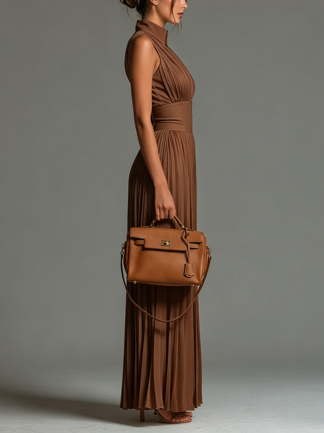 Aubriana - Brown Wide-Leg Jumpsuit