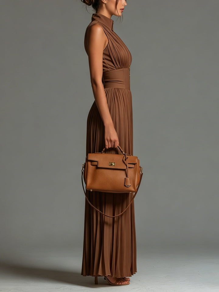 Aubriana - Brown Wide-Leg Jumpsuit