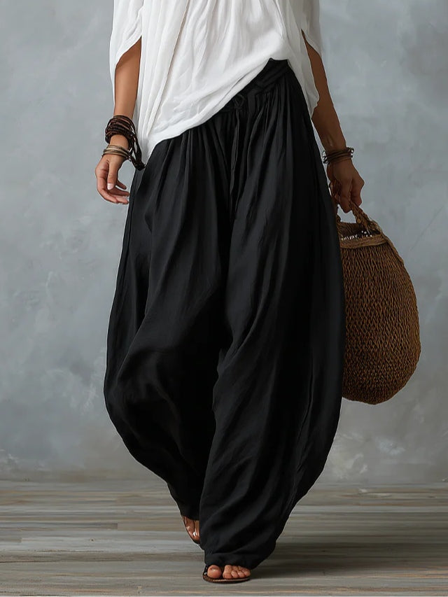 Divina - Boho Off-Shoulder Top and Wide-Leg Pants Set