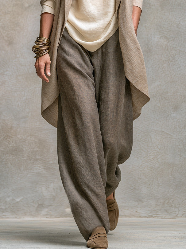Karen - Beige Grey Layered Three-Piece Palazzo Matching Set