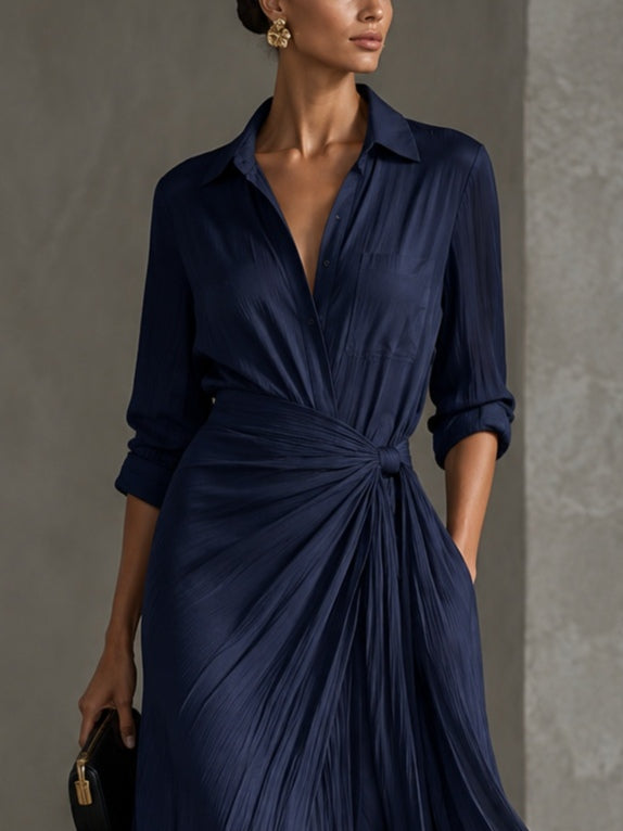 Vivienne - Navy Tie-Waist Maxi Dress