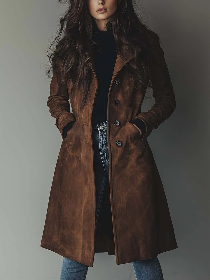 Jasmine - Vintage Suede Trench Coat
