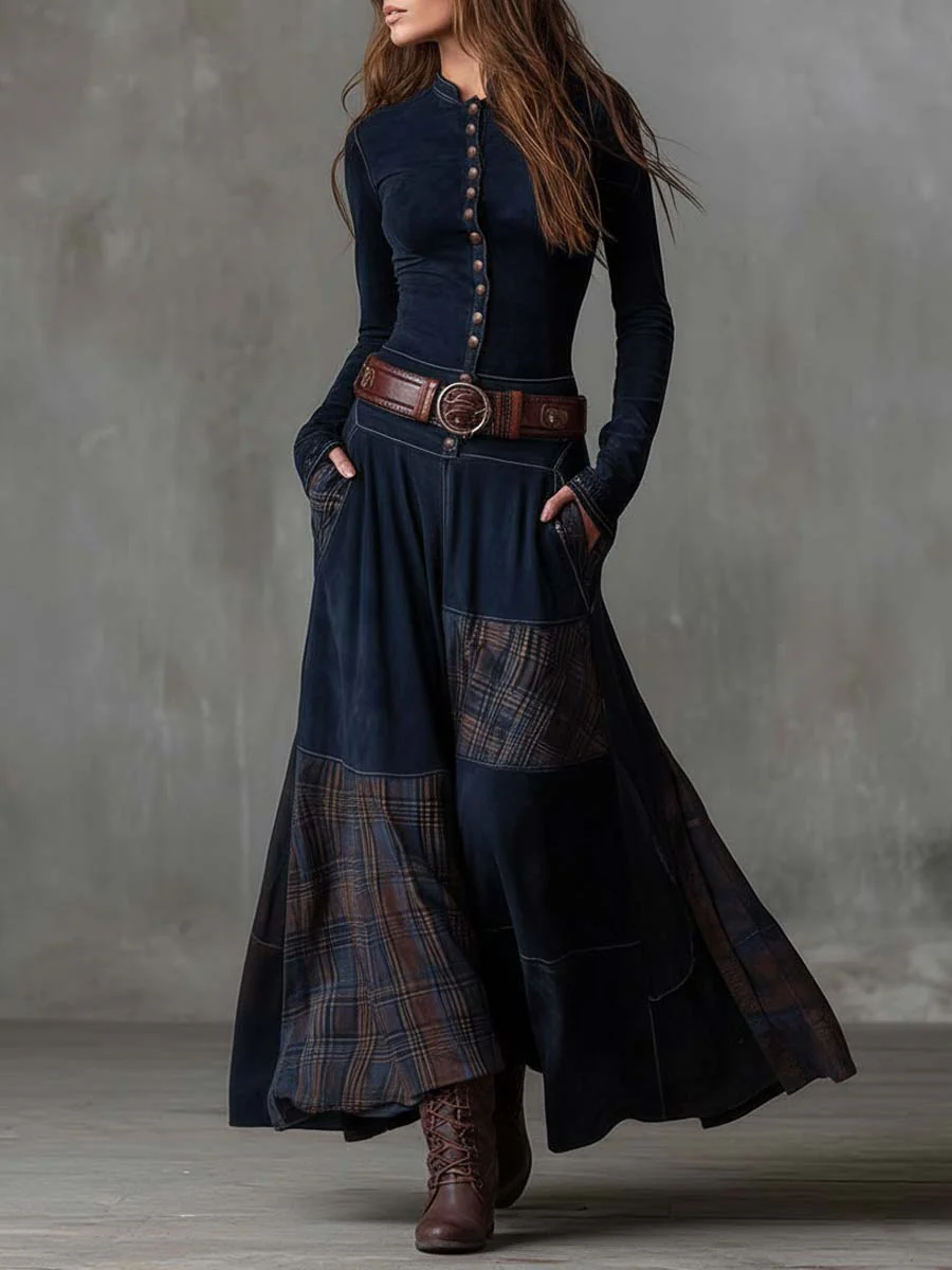 Michelle | Abito  maxi scamosciato