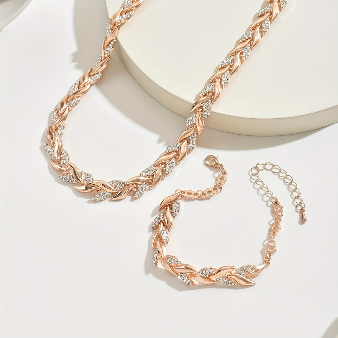 Claudette - Herringbone Necklace and Bracelet Set