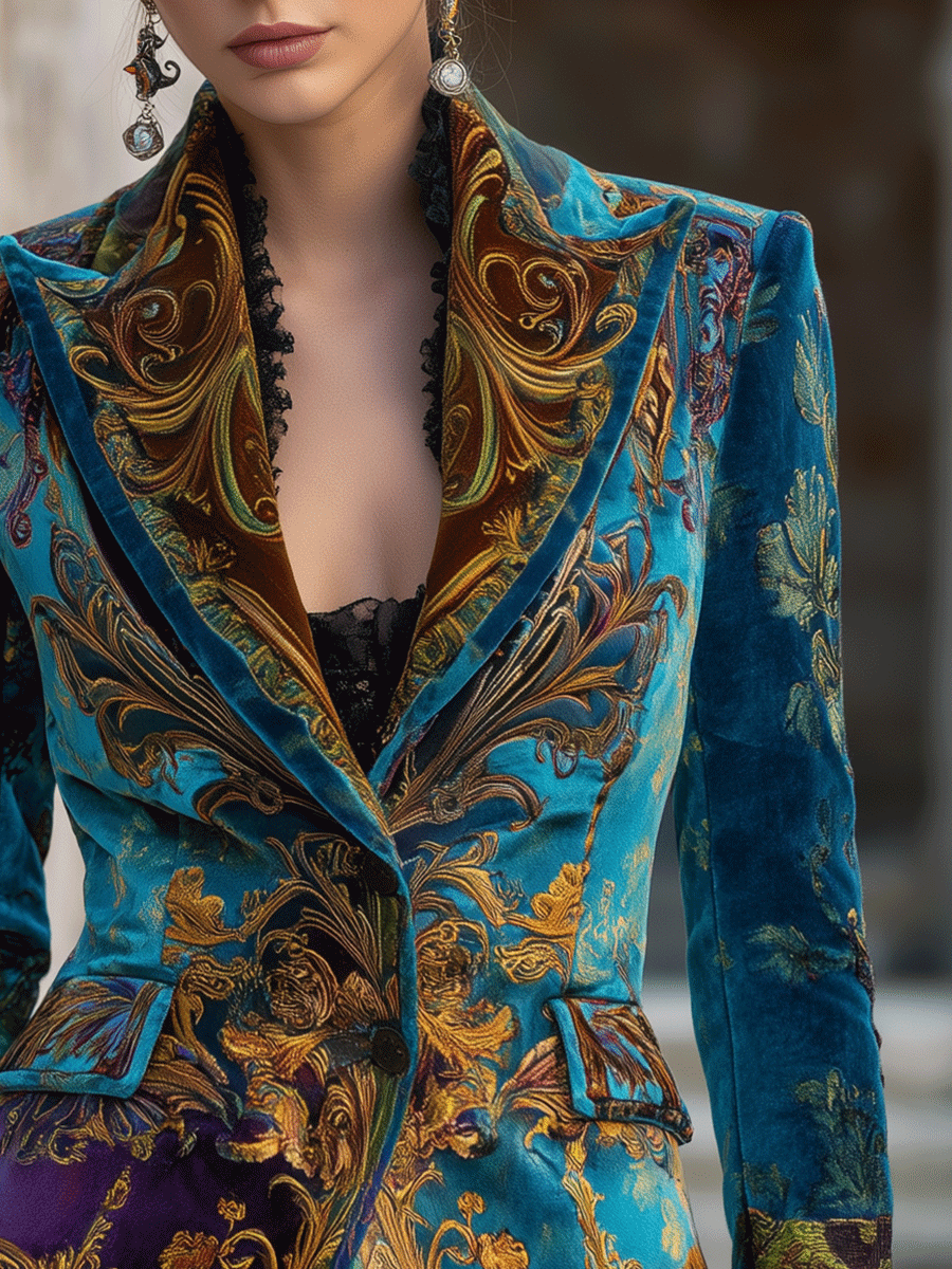 Wynn - Bohemian Baroque Velvet Tailored Blazer