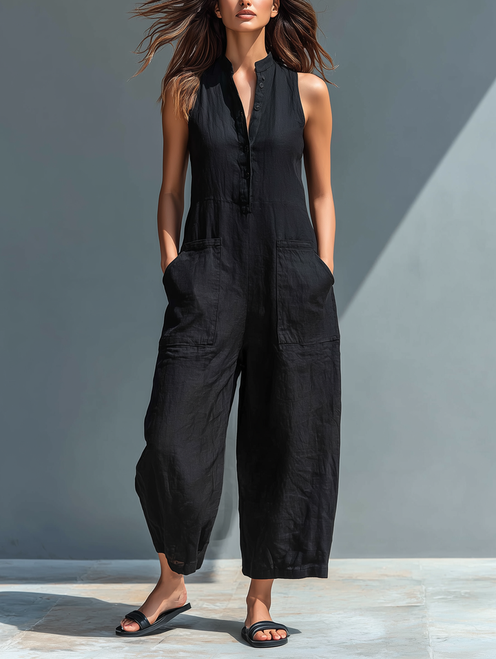 Fabiola - Sleeveless Wide-Leg Jumpsuit with Pockets