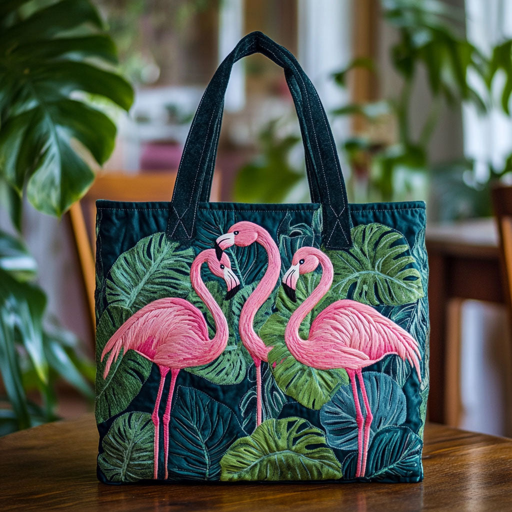 Bolsa Tote Acolchada Tropical Flamingo