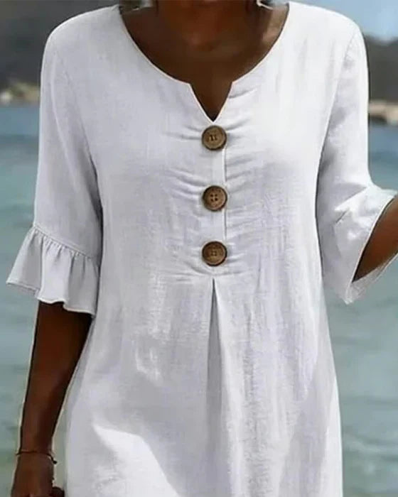 Lily - White Floral Puff Sleeve Dress