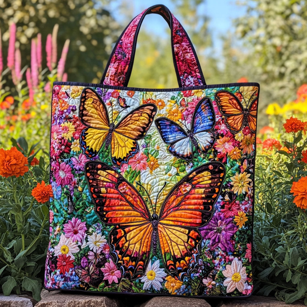 Bolsa Tote Acolchada Radiante con Mariposas