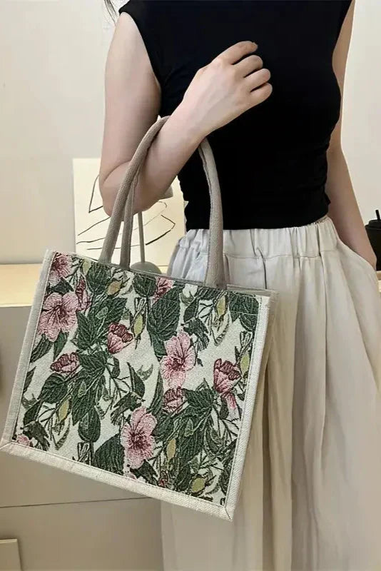 Columbine - Floral Linen Tote Bag