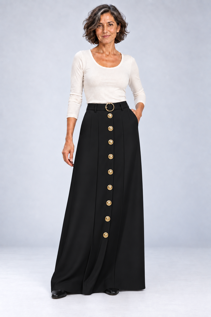Rae - Button Front Pocket Skirt