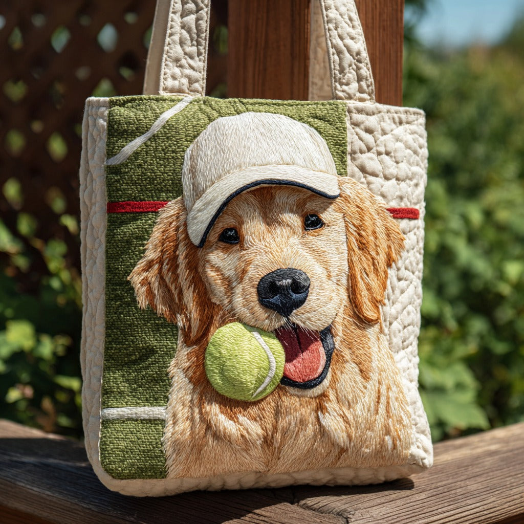 Bolsa Tote Acolchada de Golden Retriever Juguetón