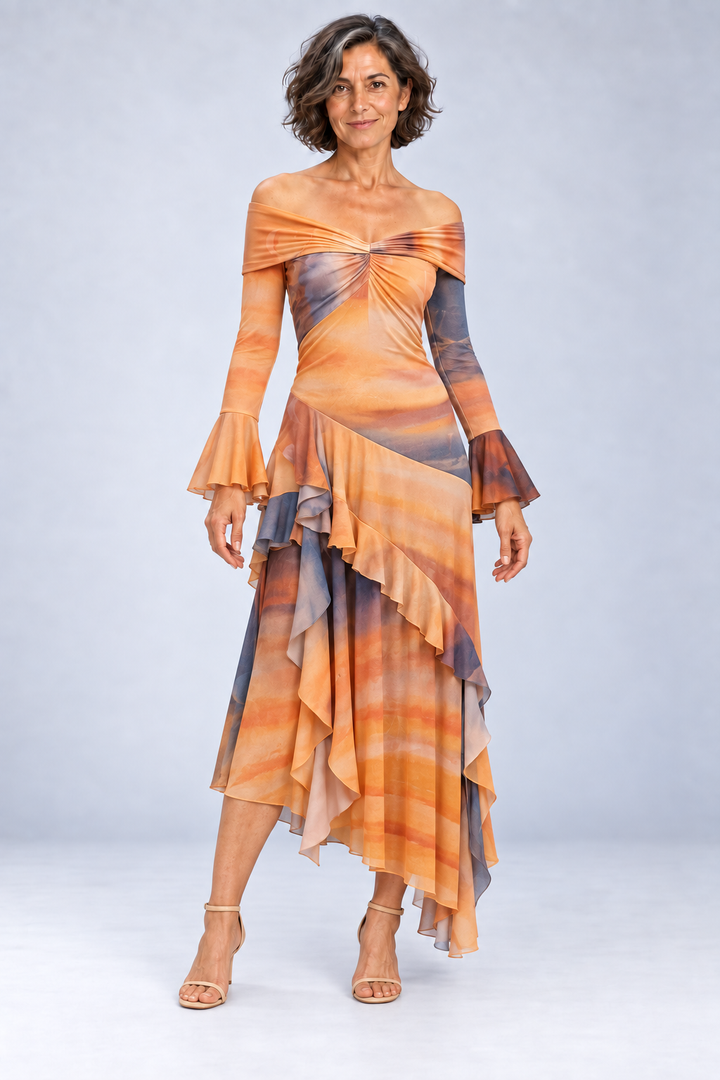 Autumn - Tie-Dye Asymmetric Long Skirt