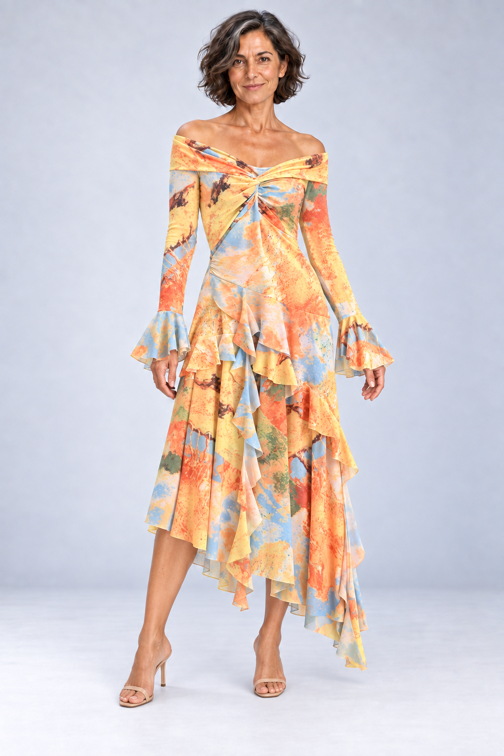 Autumn - Tie-Dye Asymmetric Long Skirt