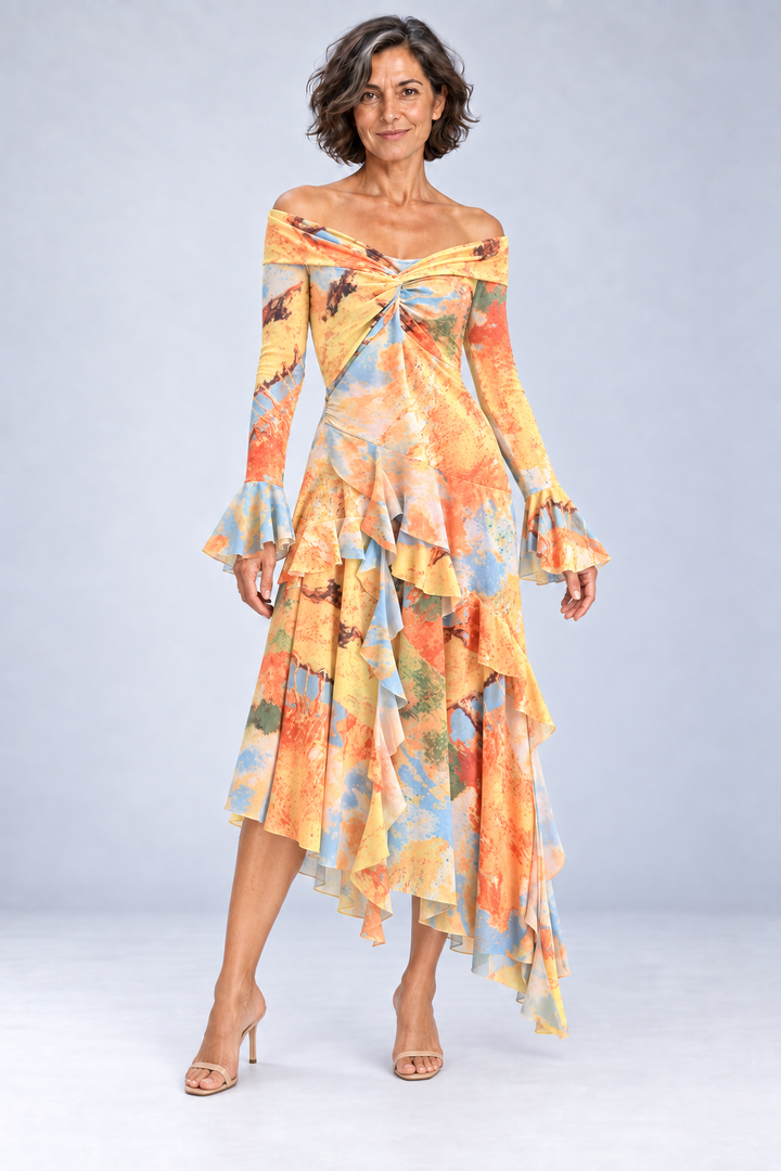 Autumn - Tie-Dye Asymmetric Long Skirt