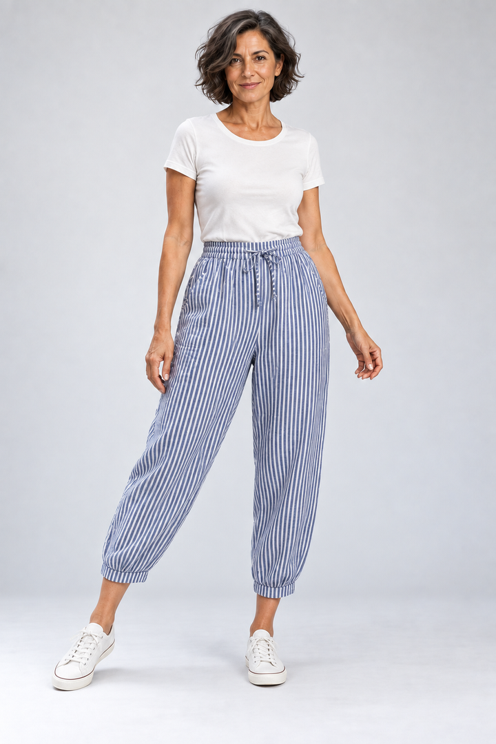 Geraldine - Striped Linen-Blend Pants