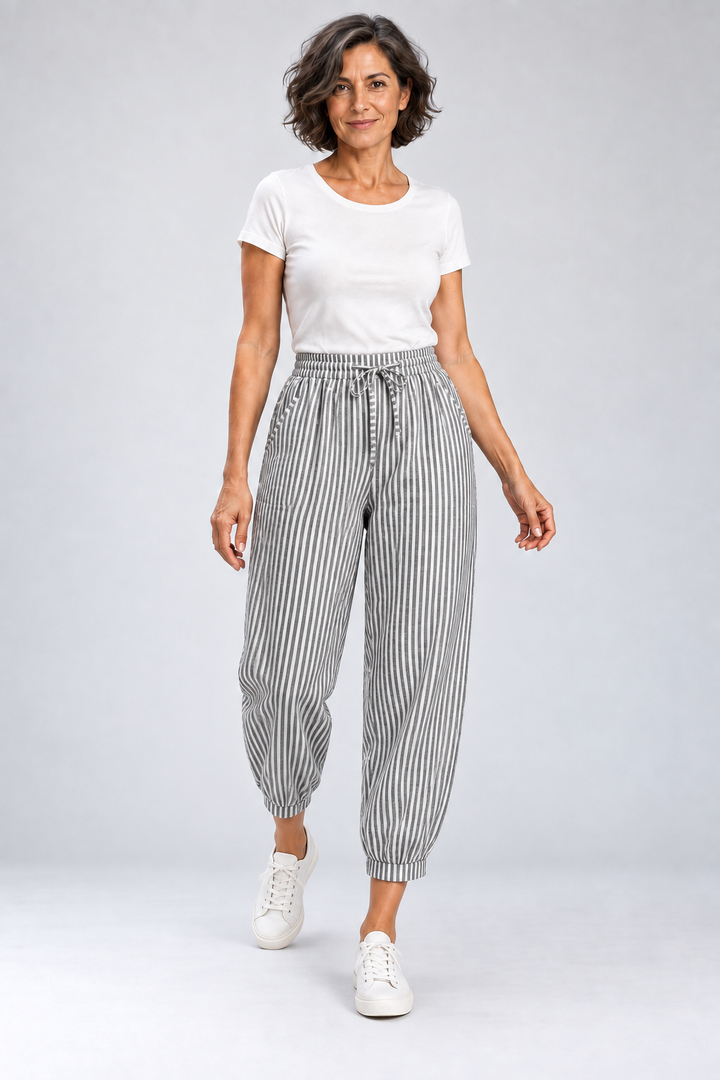 Geraldine - Striped Linen-Blend Pants