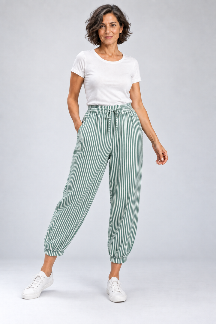 Geraldine - Striped Linen-Blend Pants
