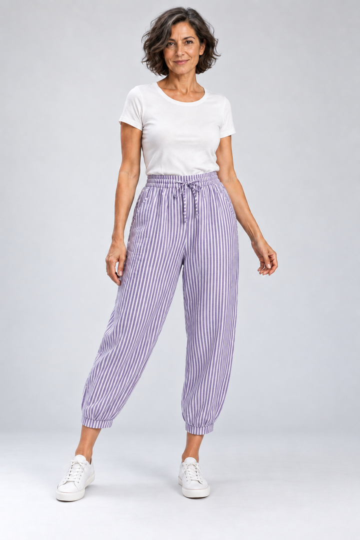 Geraldine - Striped Linen-Blend Pants