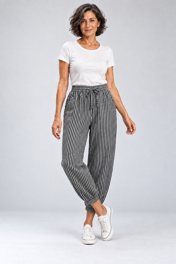 Geraldine - Striped Linen-Blend Pants