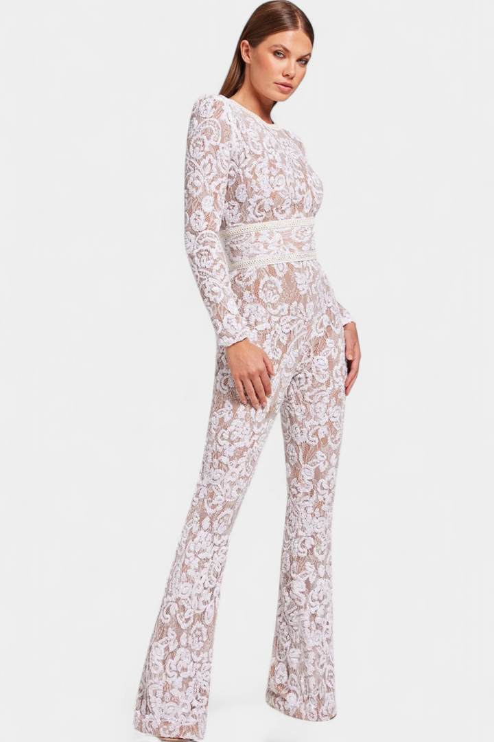 Shelley - Lace Sequin Jumpsuit with Belt