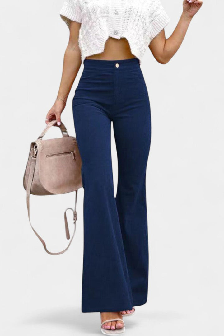 Lina - Velvet Wide-Leg High-Waist Pants