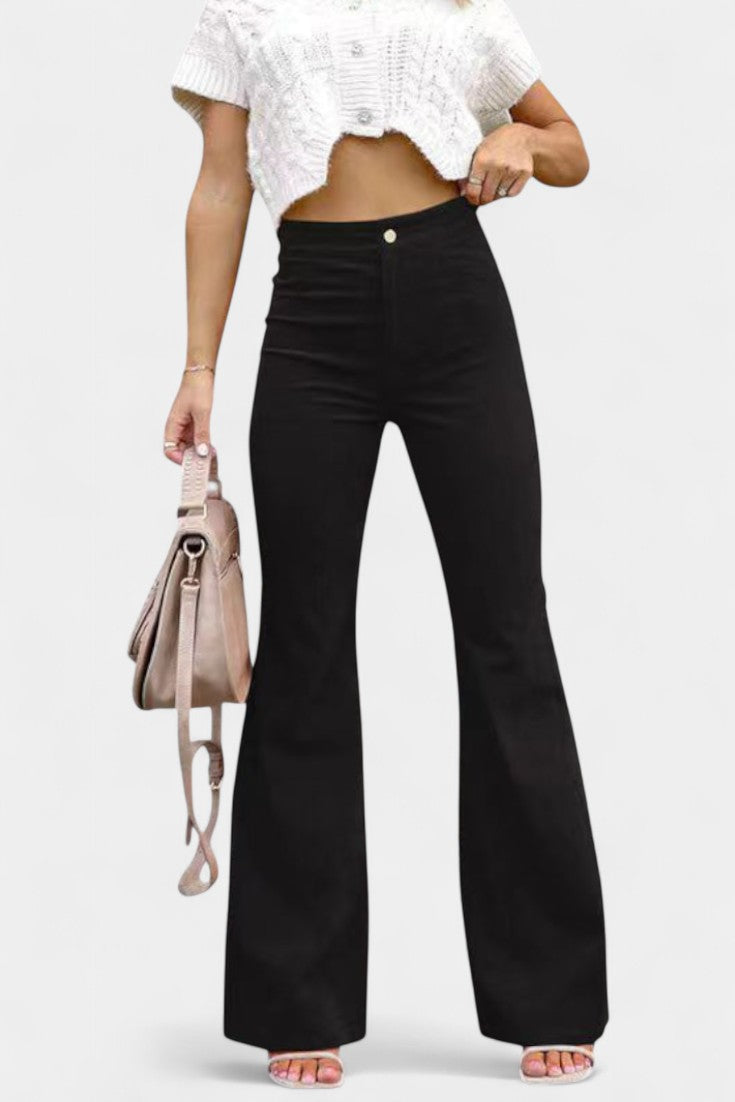 Lina - Velvet Wide-Leg High-Waist Pants