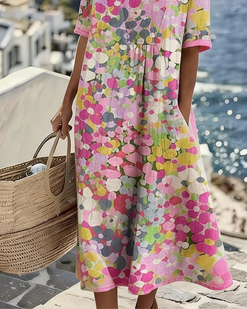 April - Floral Midi A-Line Dress