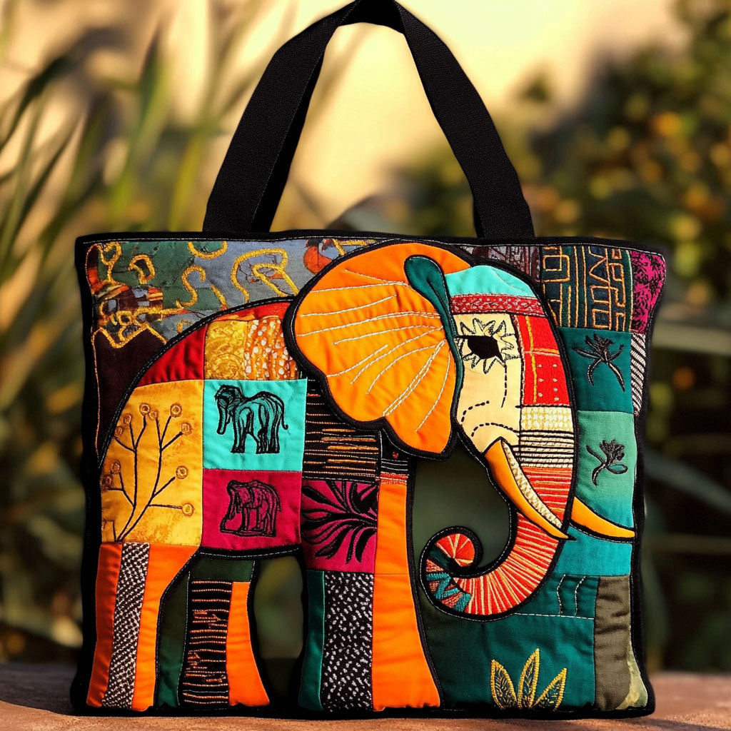 Bolsa Tote Acolchada Esencia de Elefante Tribal