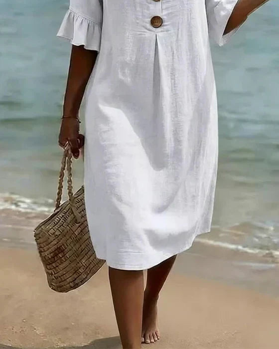 Lily - White Floral Puff Sleeve Dress