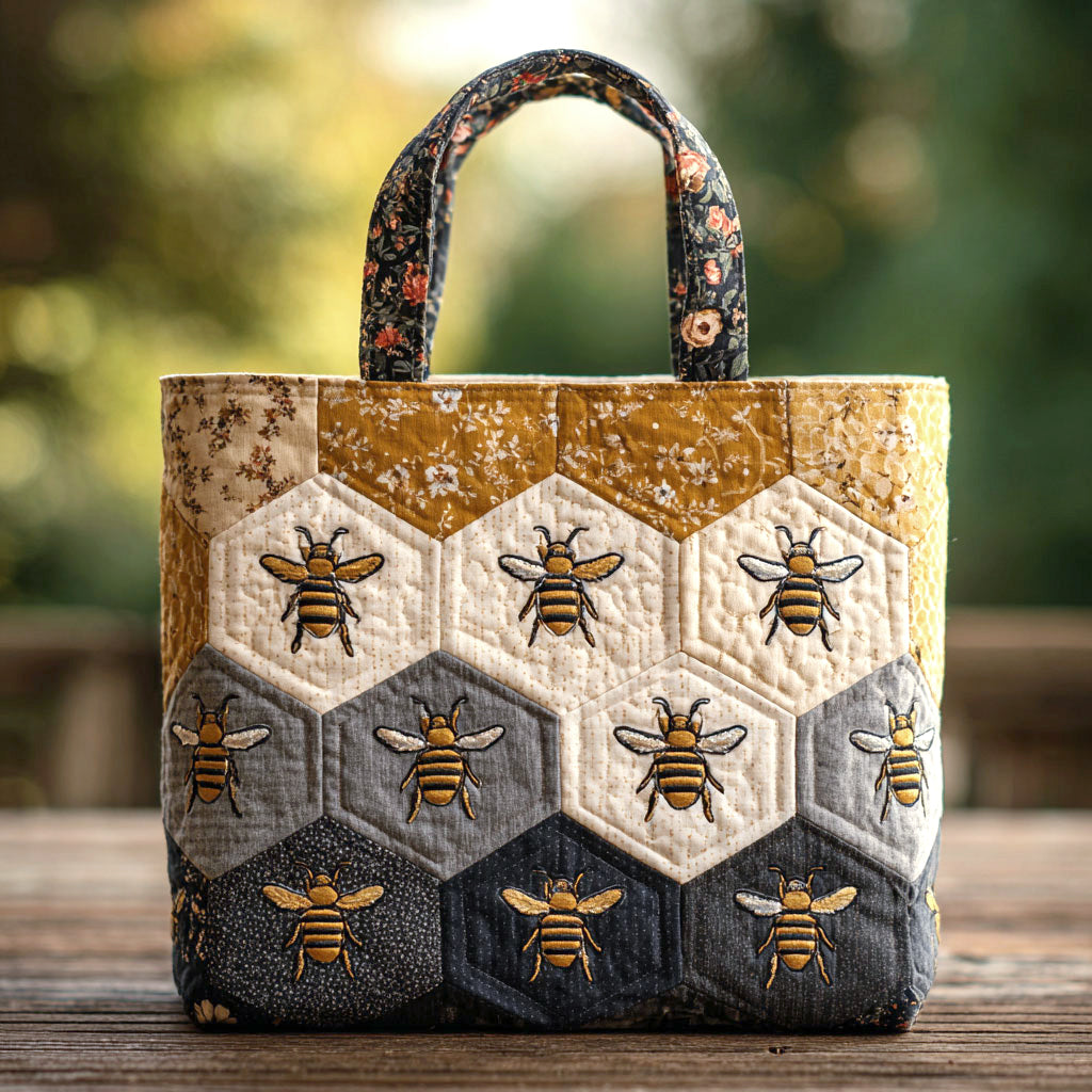 Bolsa Tote Acolchada con Encanto de Abeja de Miel