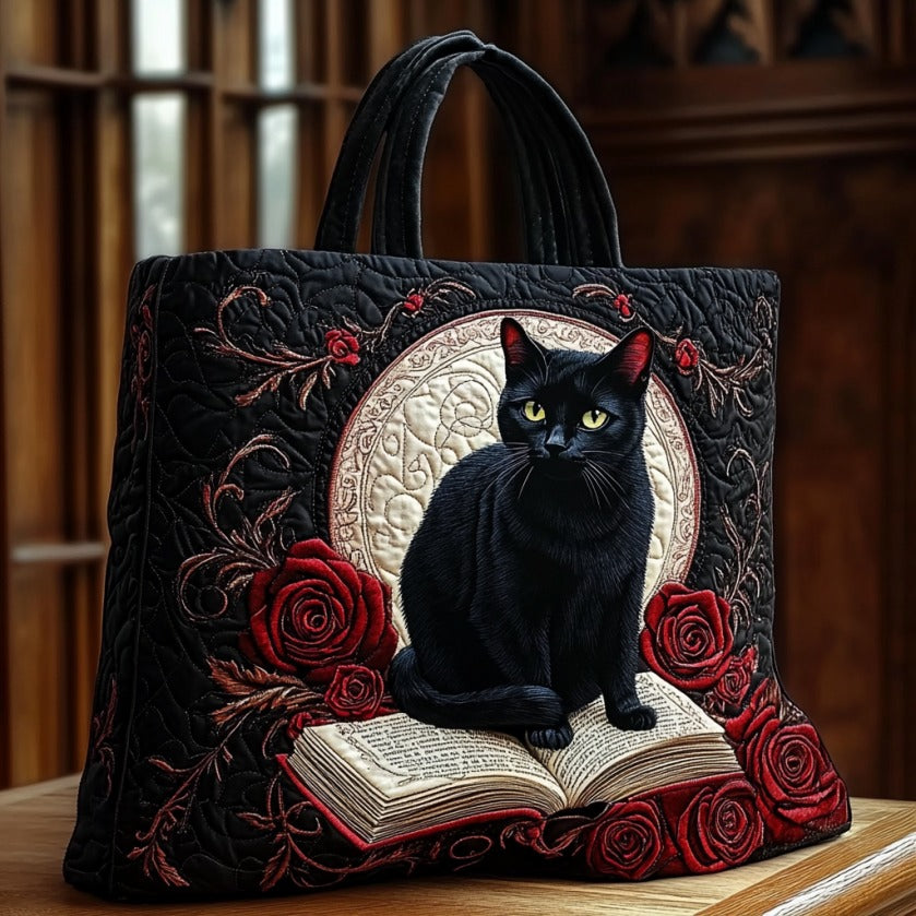 Bolso Tote Acolchado Gato Negro Místico
