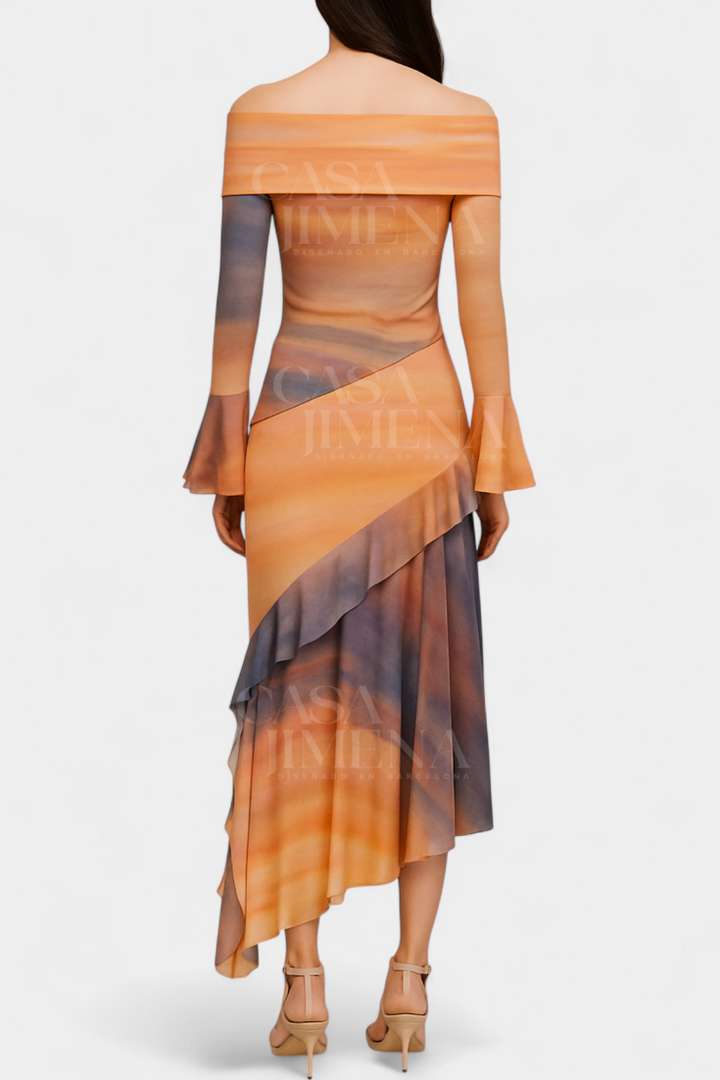 Autumn - Tie-Dye Asymmetric Long Skirt