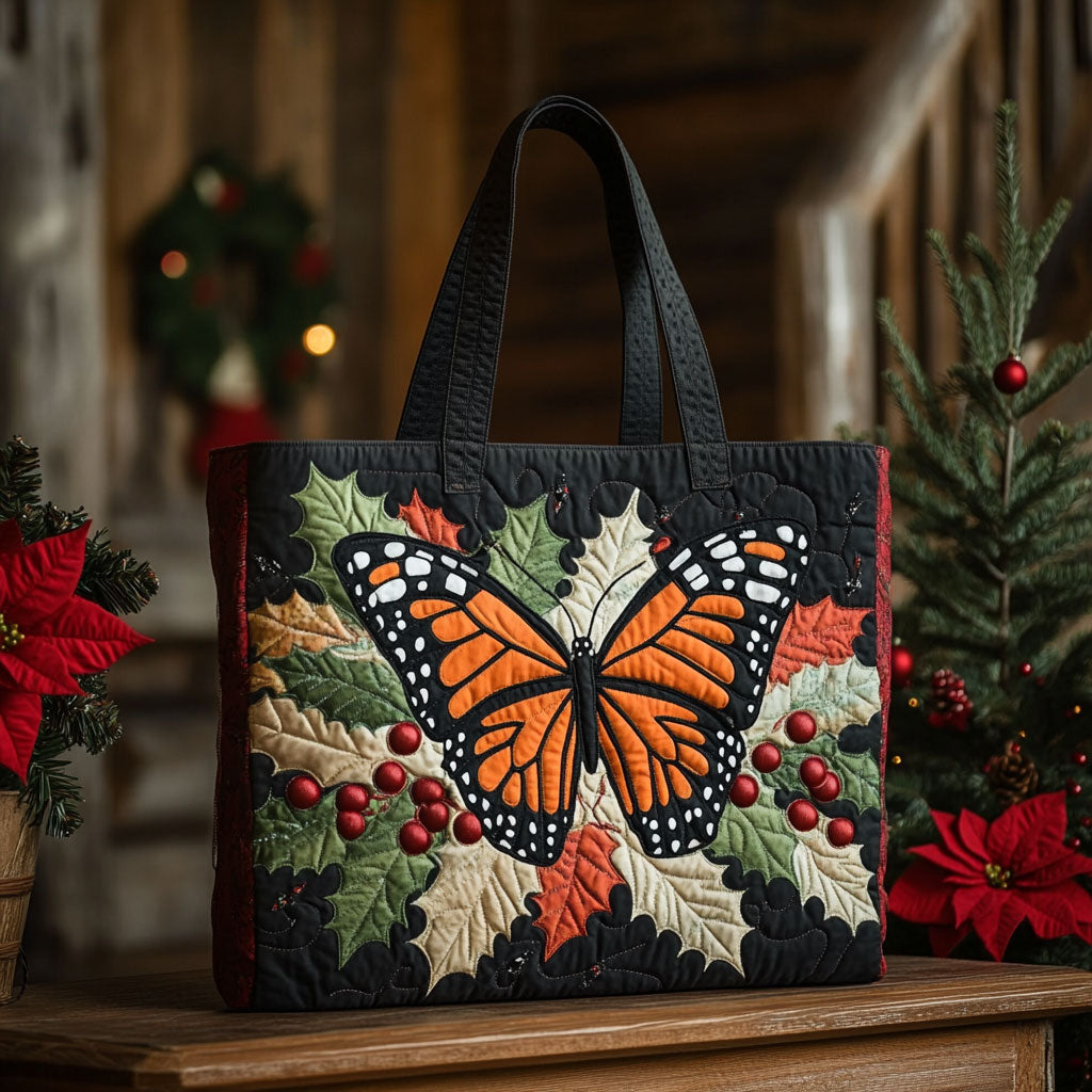 Bolsa Tote Acolchada Elegancia de Mariposa Monarca