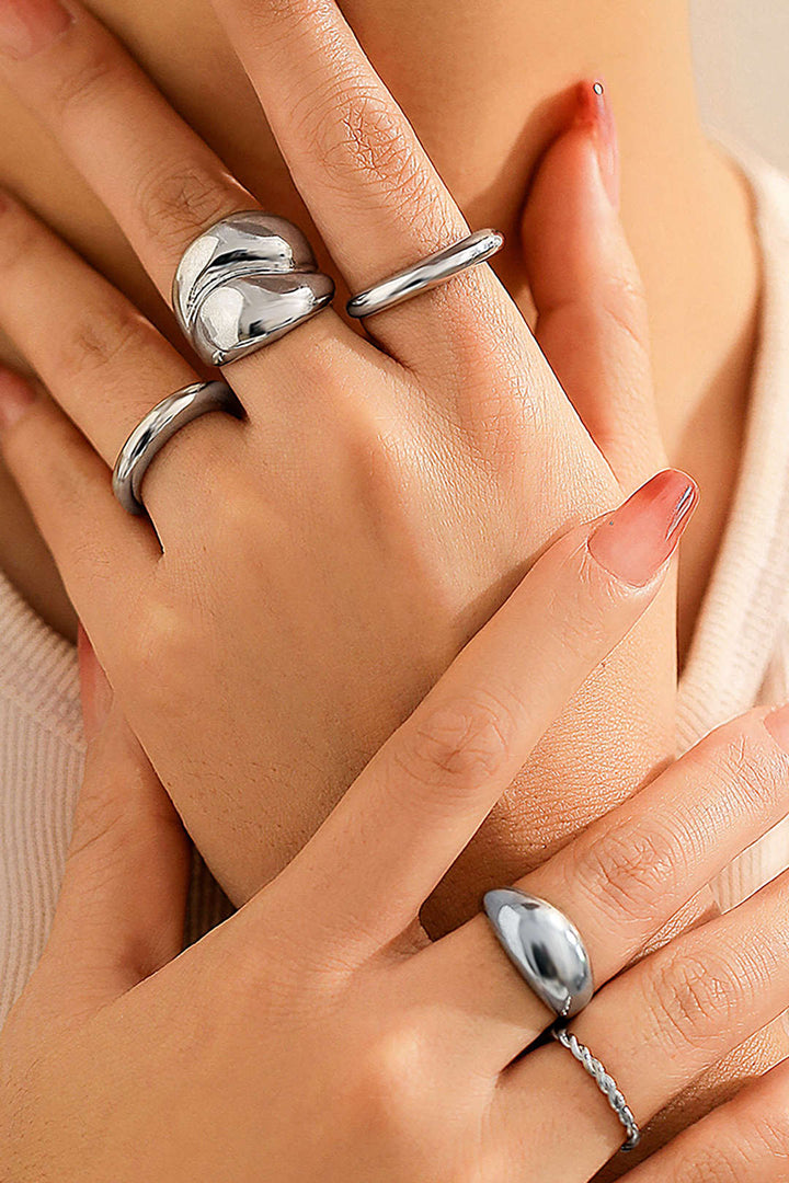 Jayla - 4-Piece Metallic Ring Set