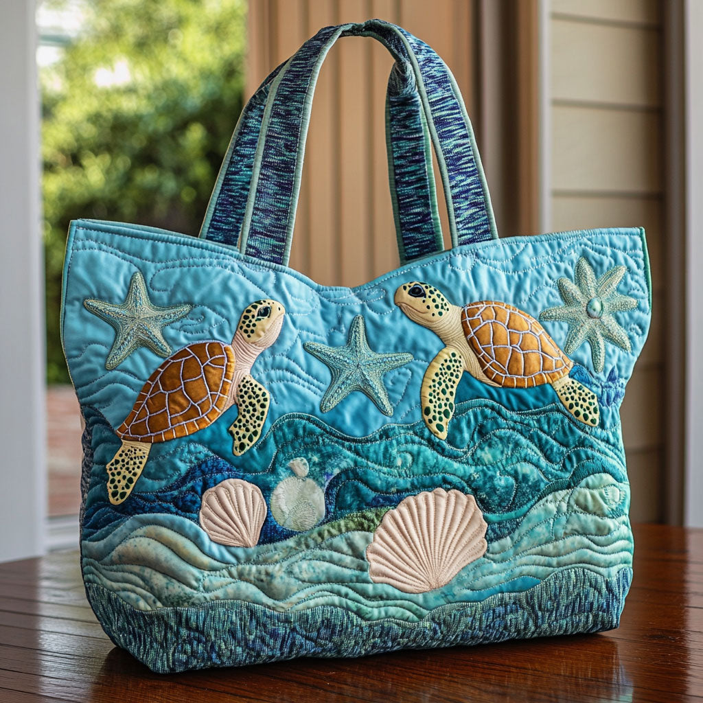 Bolsa Tote Acolchada de Susurros de Tortuga Marina