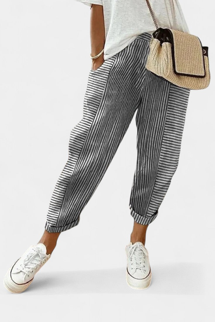 Geraldine - Striped Linen-Blend Pants