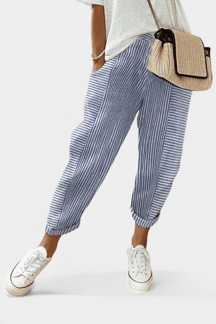 Geraldine - Striped Linen-Blend Pants